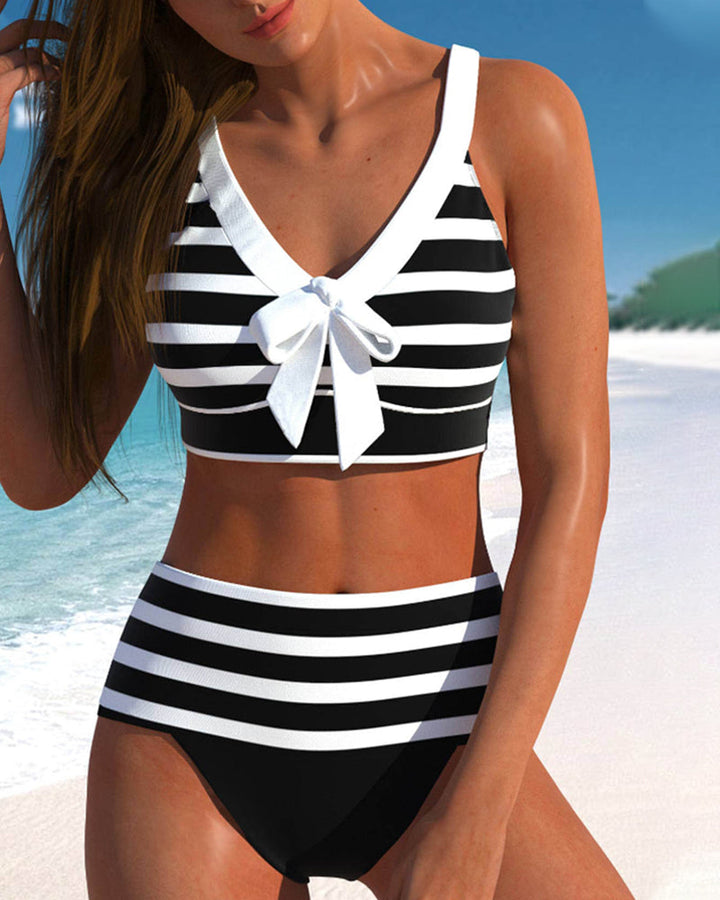 Laluna® | Bikini Listrado de Cintura Alta