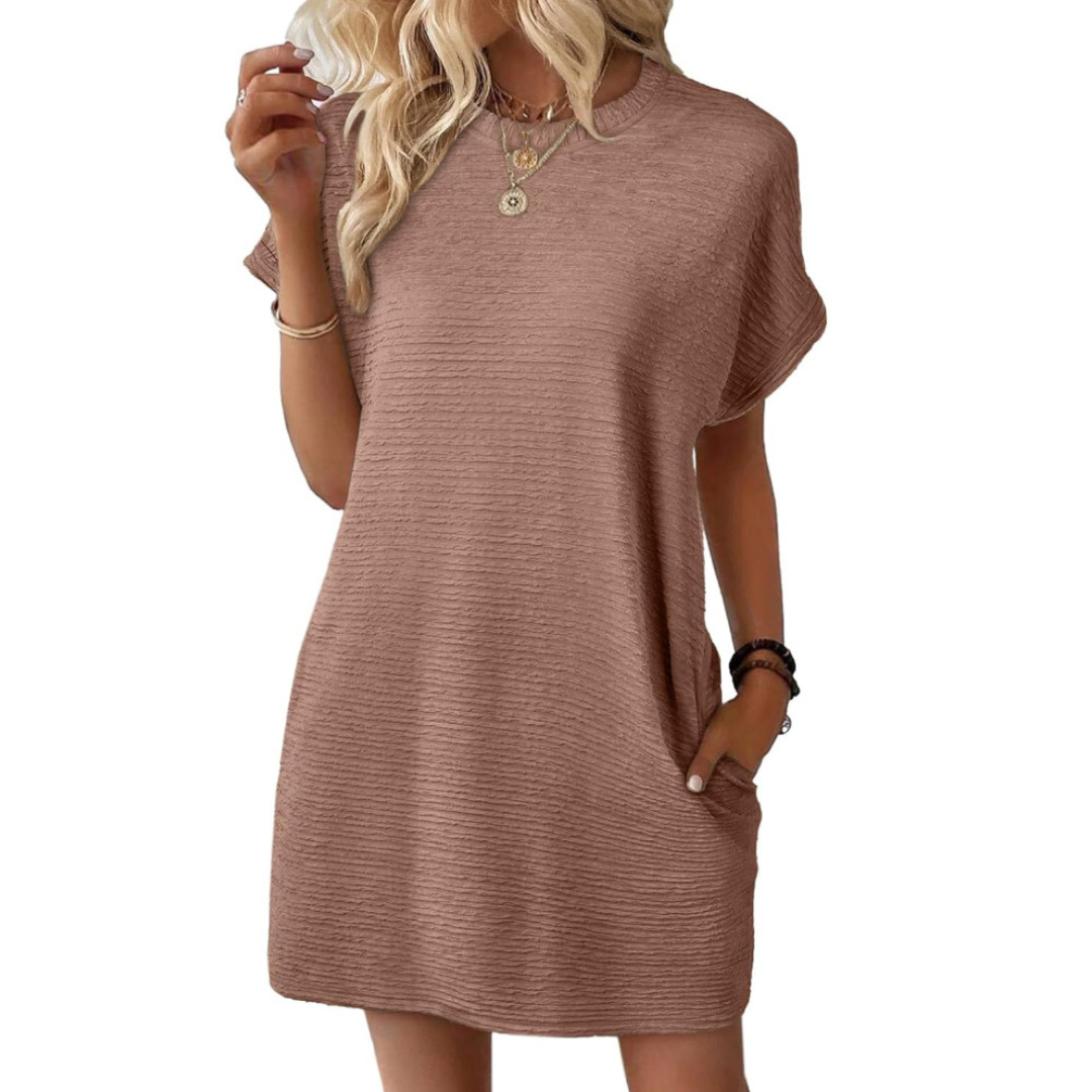 EVASHA™ – Vestido de Verão Minimalista Casual com Decote Redondo
