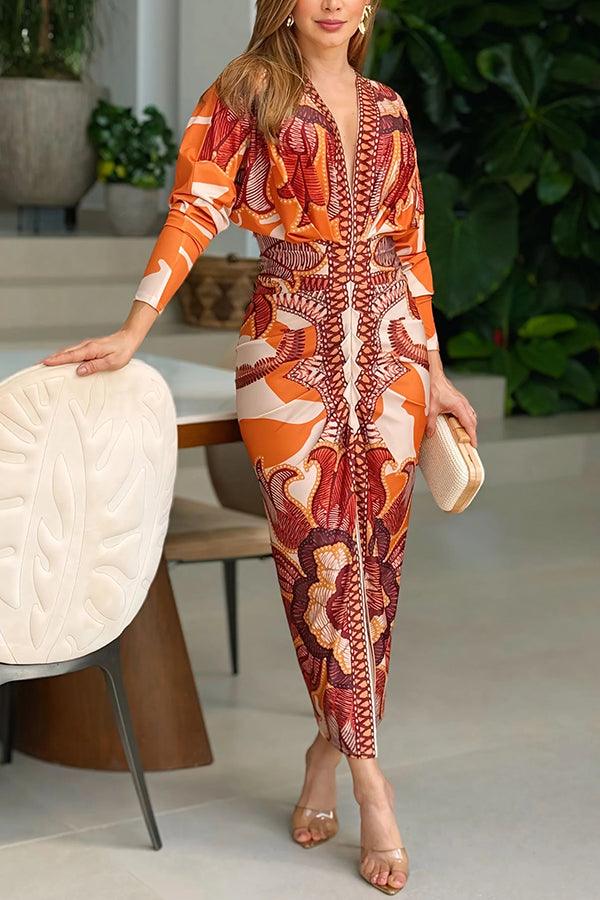 Eva | Sun Escape Vestido Midi Dolman com Estampa Única