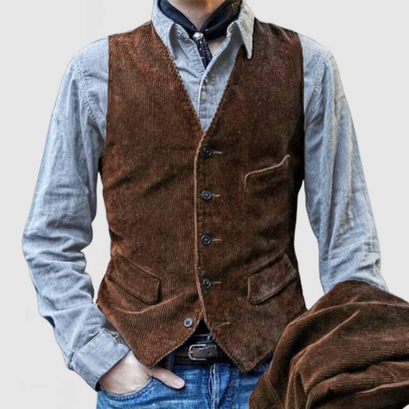 Blazer Vintage em Veludo Cotele com Colete para Homens