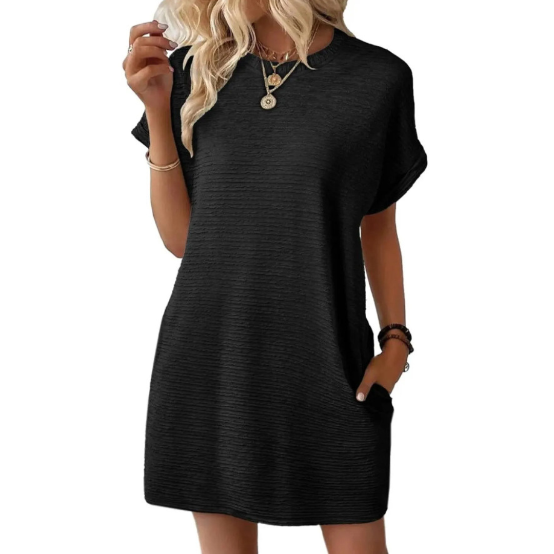 EVASHA™ – Vestido de Verão Minimalista Casual com Decote Redondo