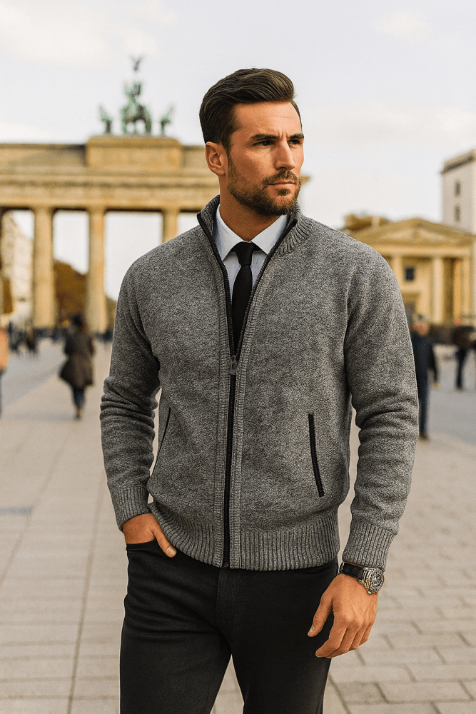 Leon | Pullover de malha com fecho e cintado