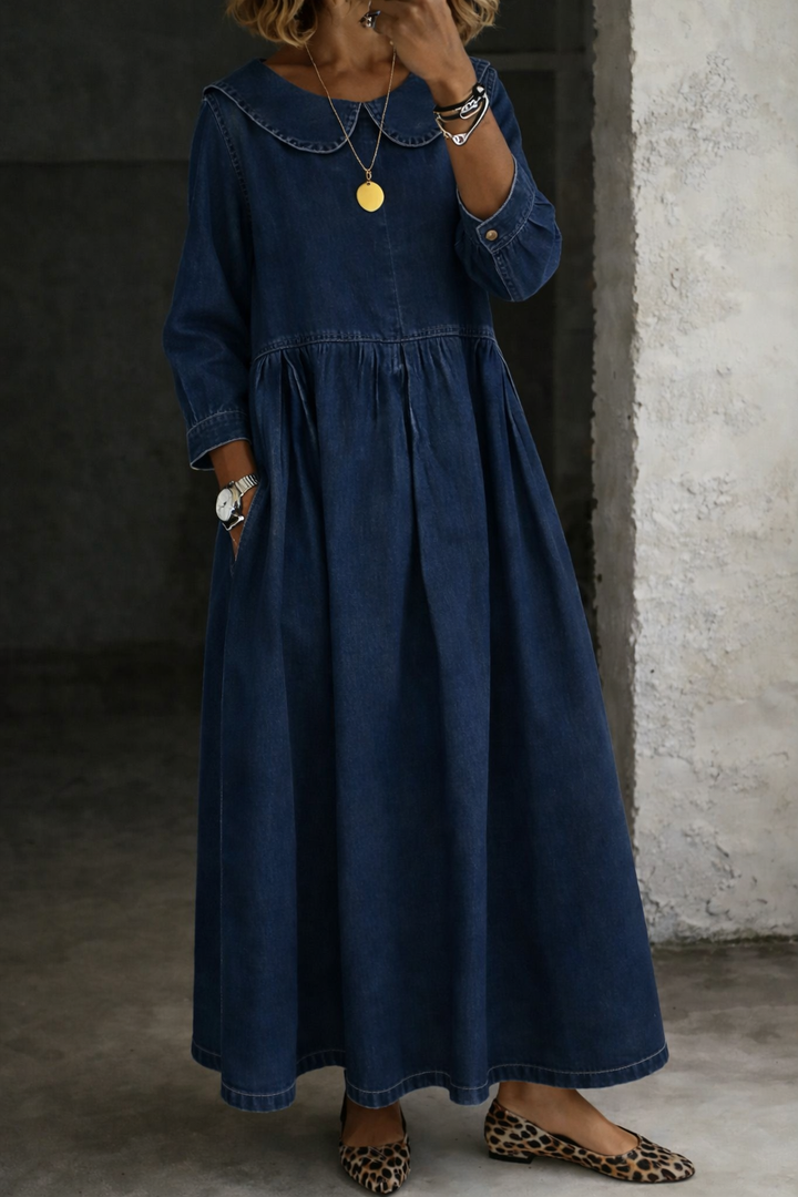 Leonor - Vestido de Denim com Gola Peter Pan