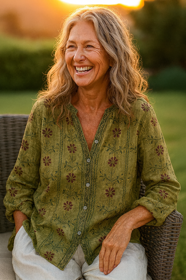 Fern | Blusa V-Ausschnitt Relaxada