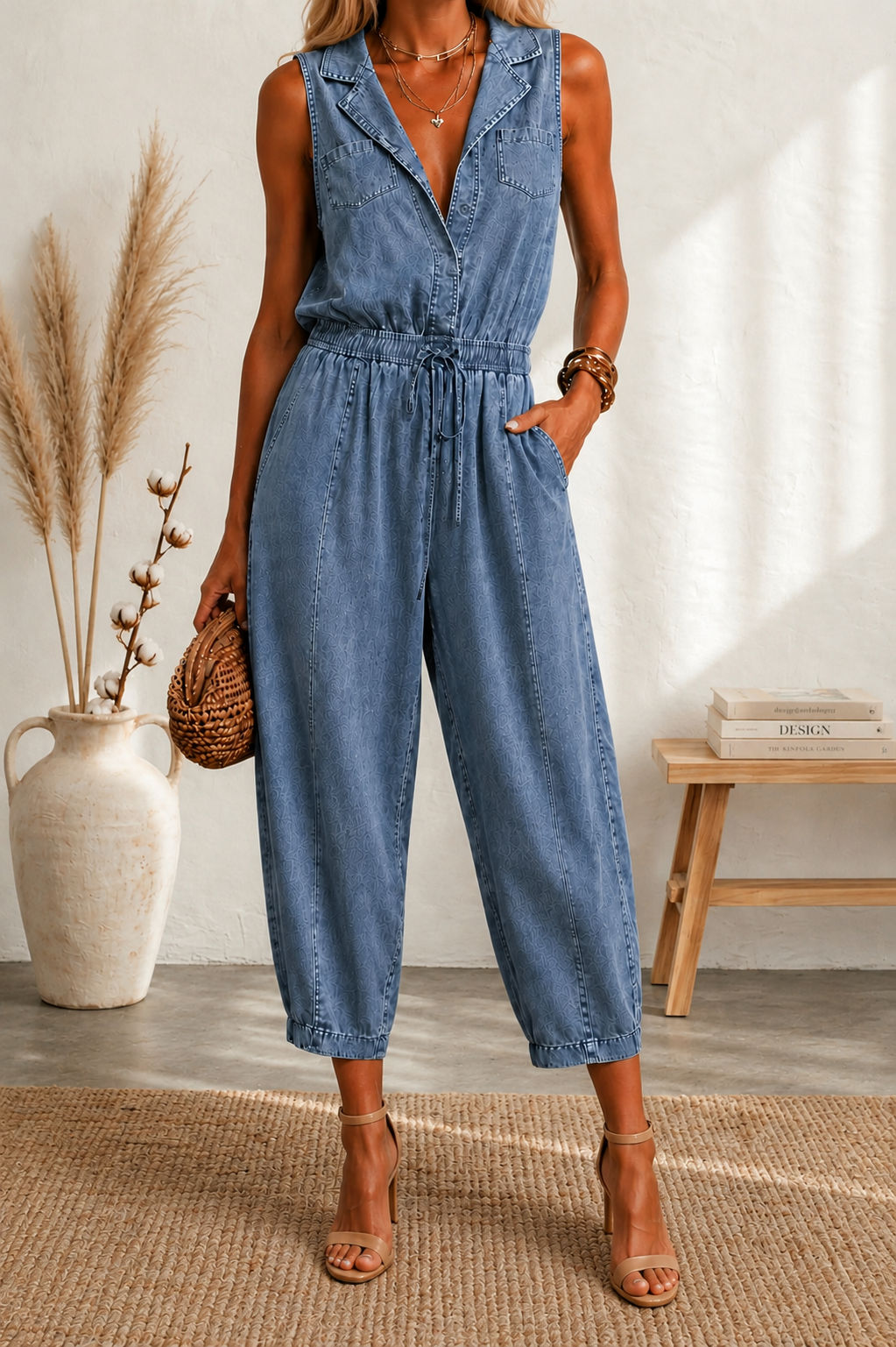 Maria Douro - Macacão de Alças de Denim
