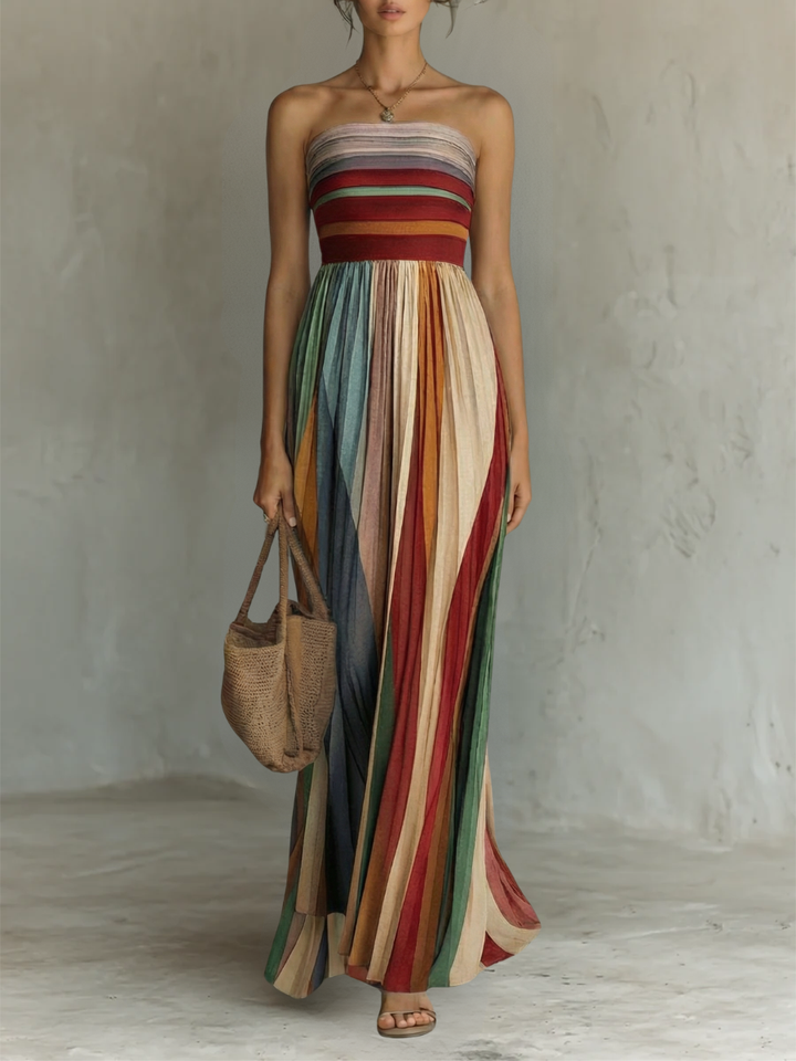 Vestido Longo Colorido Sem Mangas