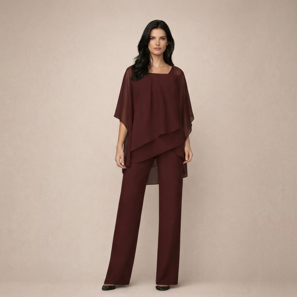 Clara | Conjunto Elegante com Blusa em Camadas