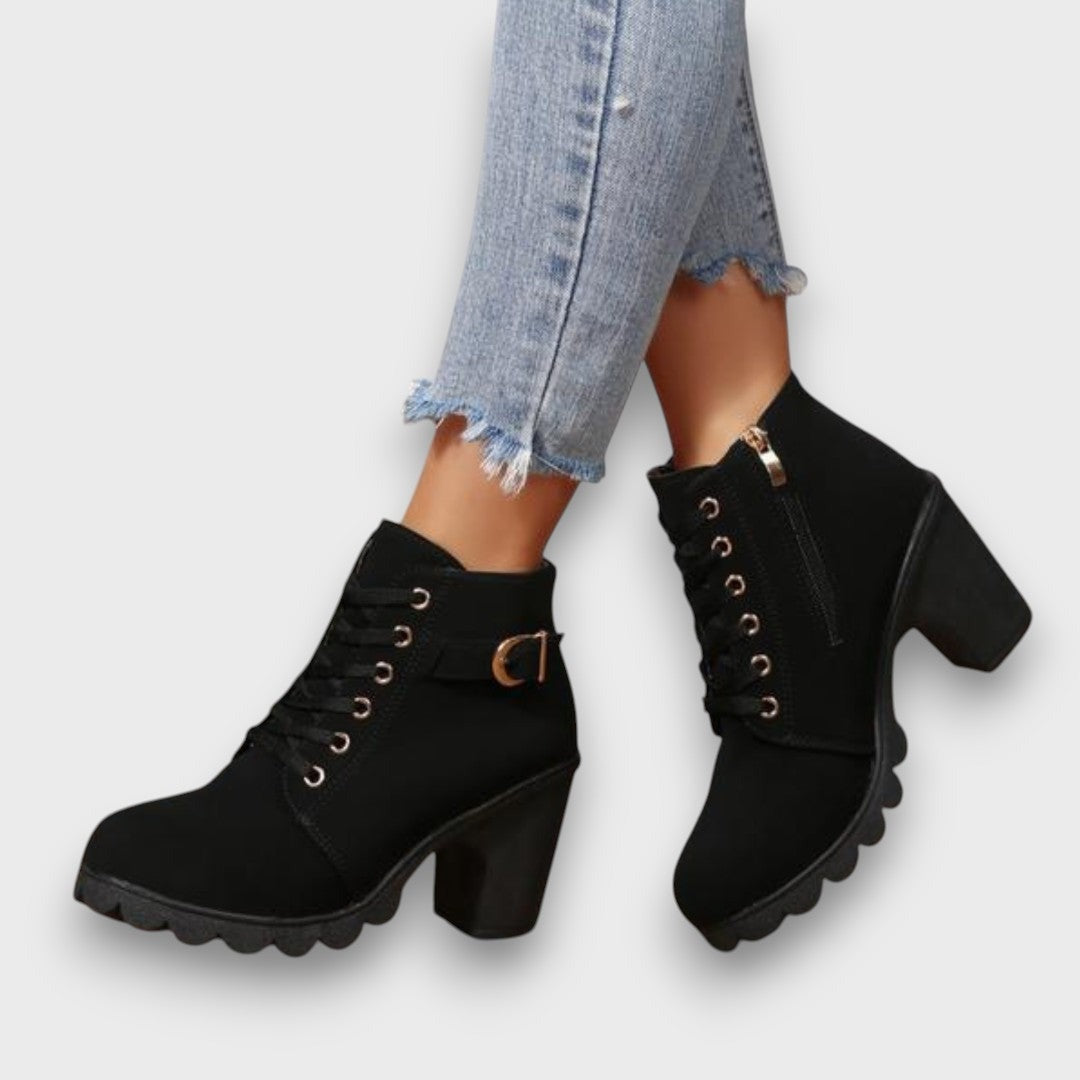 Lorena™| Botas de Tornozelo em Imitação de Couro | Edição Premium