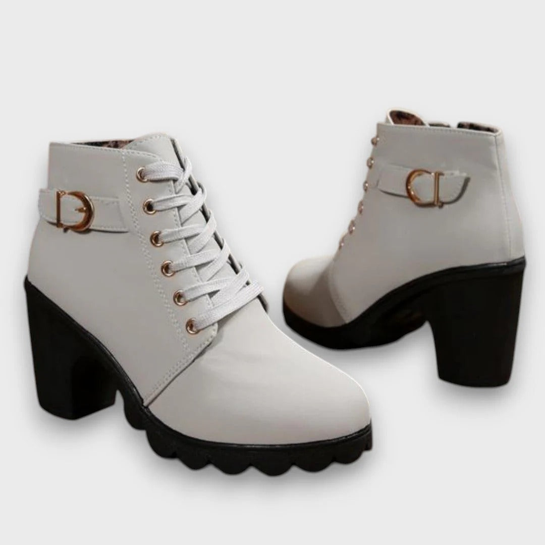 Lorena™| Botas de Tornozelo em Imitação de Couro | Edição Premium