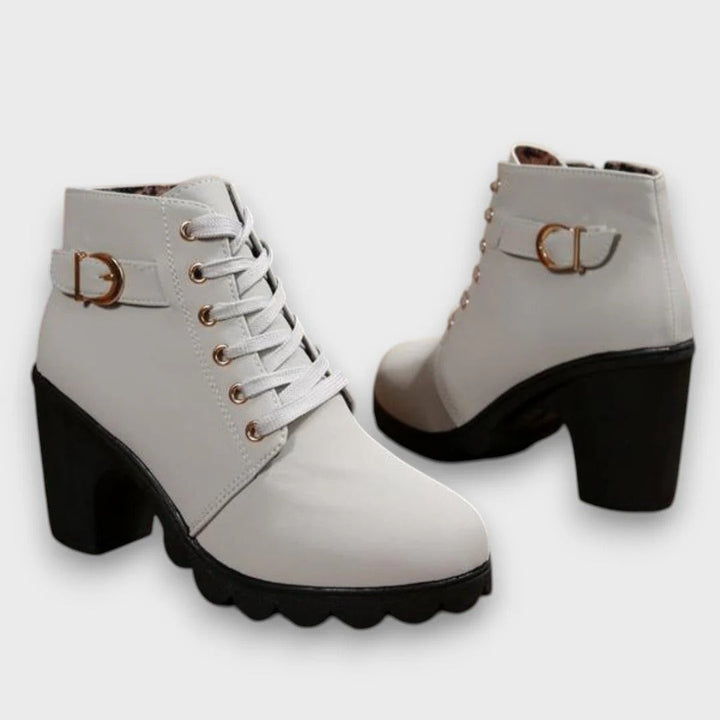 Lorena™| Botas de Tornozelo em Imitação de Couro | Edição Premium