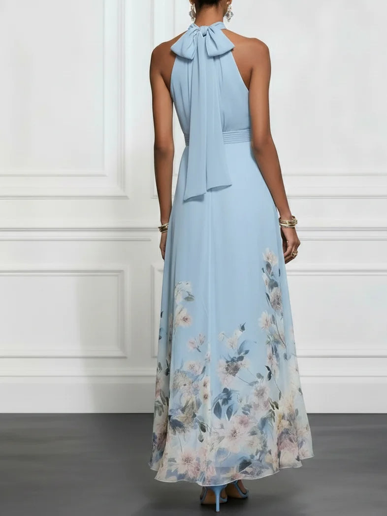 Rosalyn | Vestido Maxi de Chiffon Floral Azul