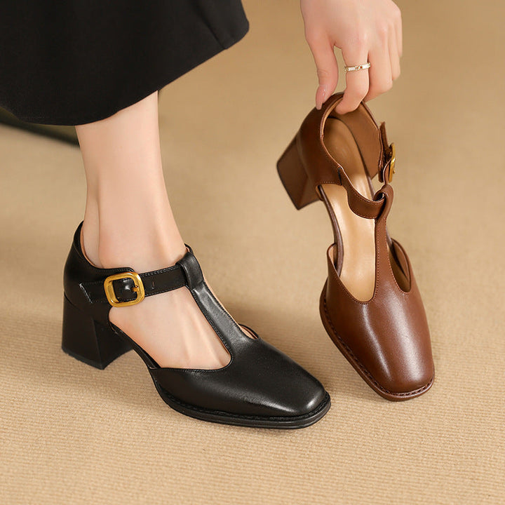 Sapatilhas de Couro Marcele T-Strap