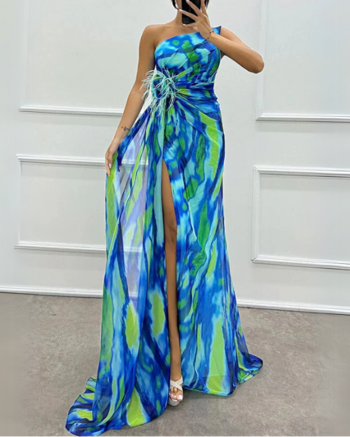 Vestido Drapado Vibrante