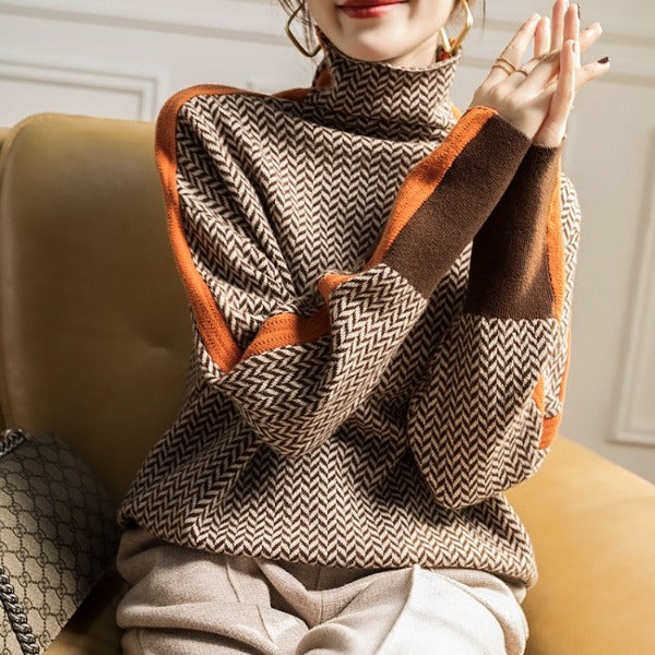 Lindemann Atelier | Malou – Pullover de gola alta com riscas em contraste