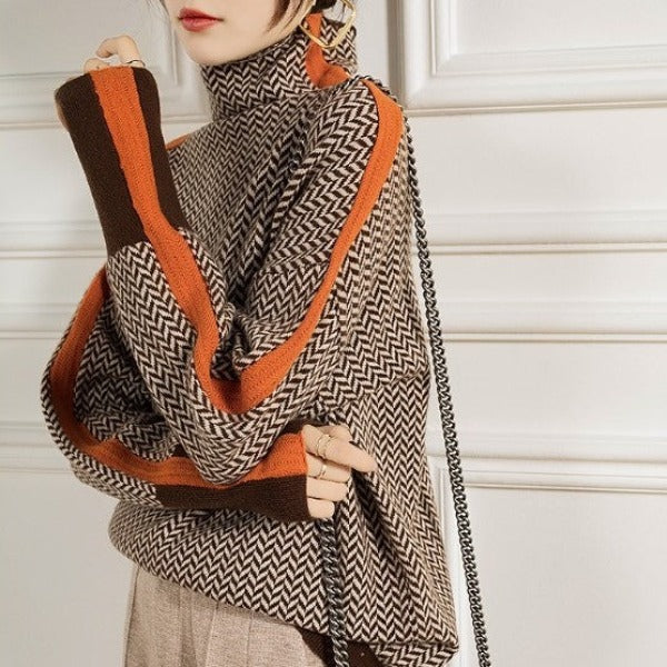 Lindemann Atelier | Malou – Pullover de gola alta com riscas em contraste