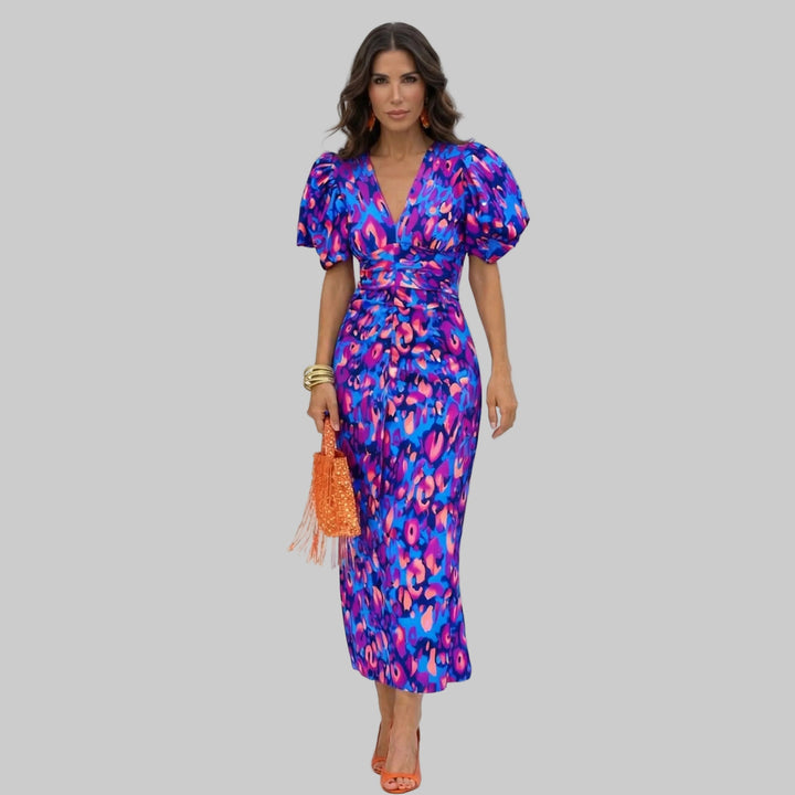 Ani – Vestido elegante com mangas bufantes marcantes
