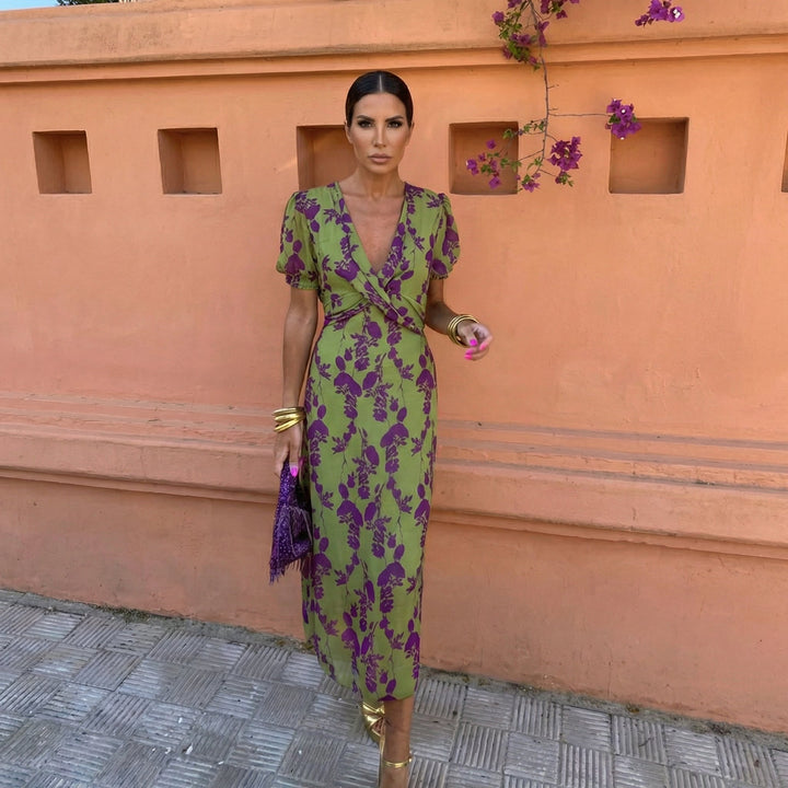 Ani – Vestido elegante com mangas bufantes marcantes