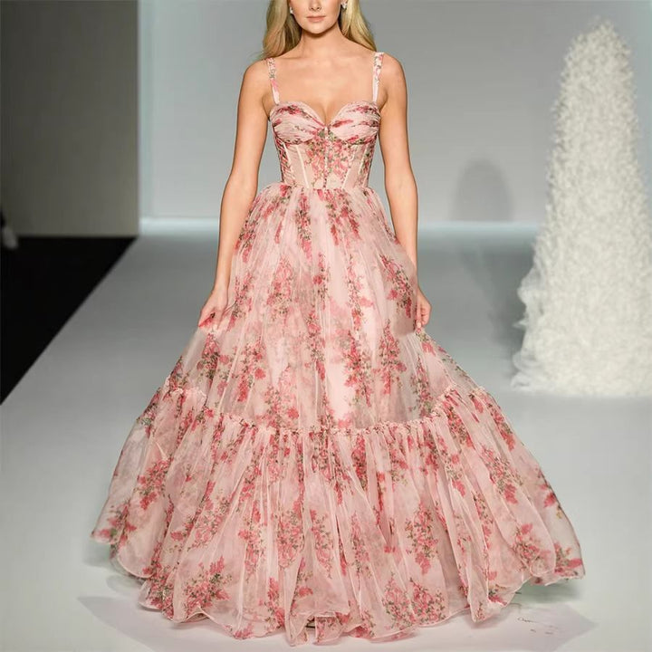 Vestido de Tule em Camadas com Volantes Elysian