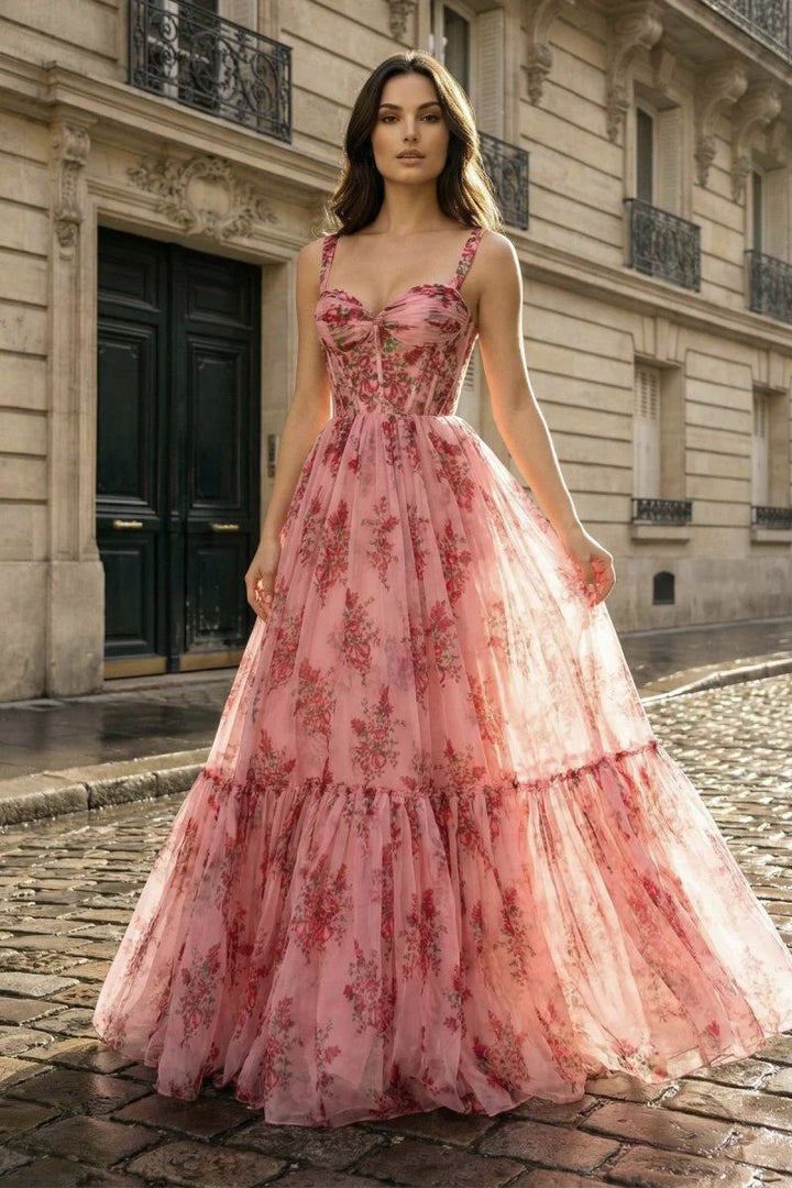 Vestido de Tule em Camadas com Volantes Elysian