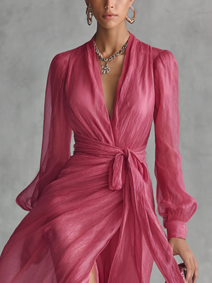 Beatrice | Elegante Vestido Longo de Chiffon com Decote em V