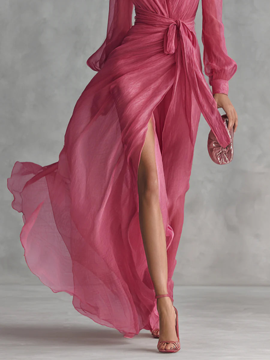 Beatrice | Elegante Vestido Longo em Chiffon com Decote em V