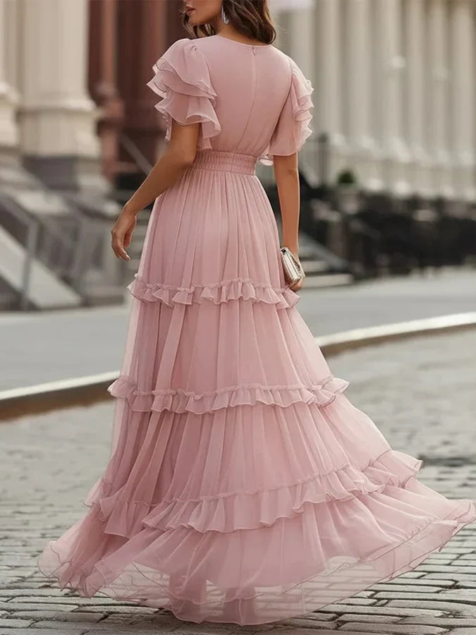 Zoe | Elegante Maxivestido para Casamento em Rosa Claro