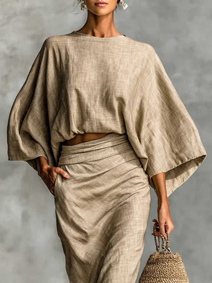 Faye – Conjunto Fluido de Duas Peças com Saia Elegante