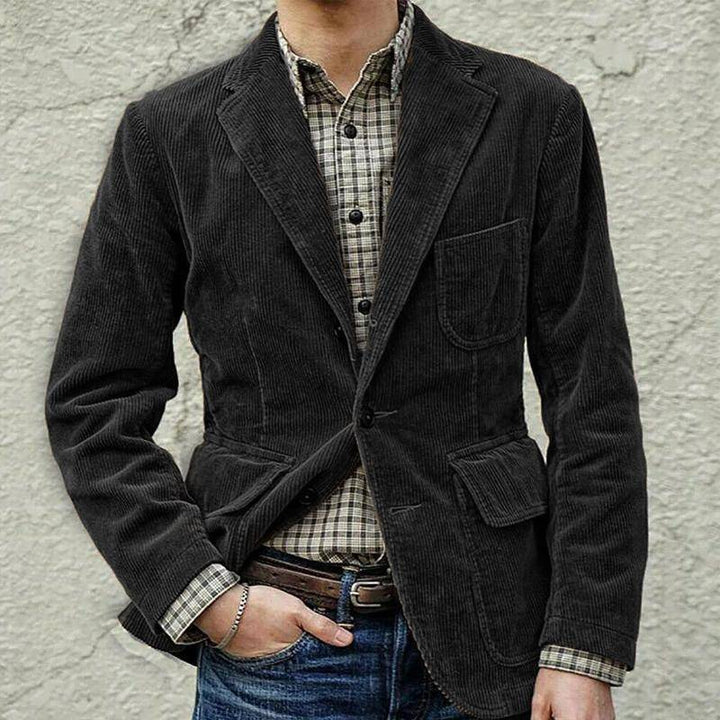 Blazer Vintage em Veludo Cotele com Colete para Homens