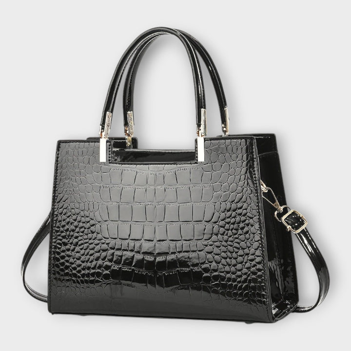 Olivia - Bolsa de Mão com Acabamento Brilhante em Crocodilo