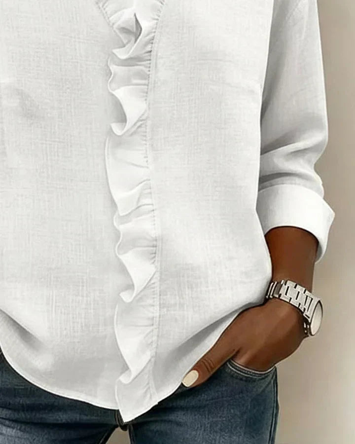 Indie | Blusa com Rendas, Decote em V e Mangas Longas
