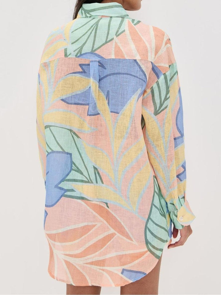Amandine | Conjunto Curto com Estampa de Folhas Tropicais