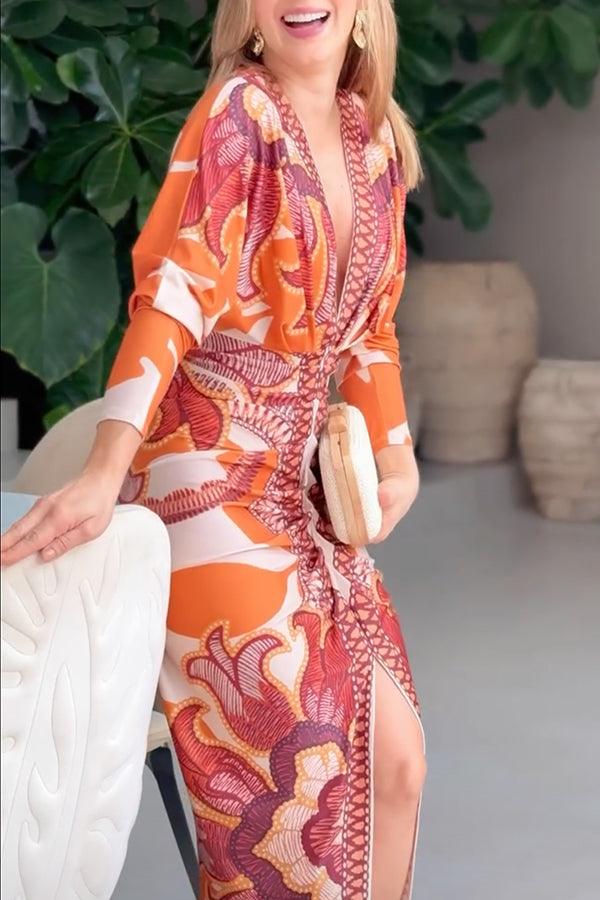 Eva | Sun Escape Vestido Midi Dolman com Estampa Única