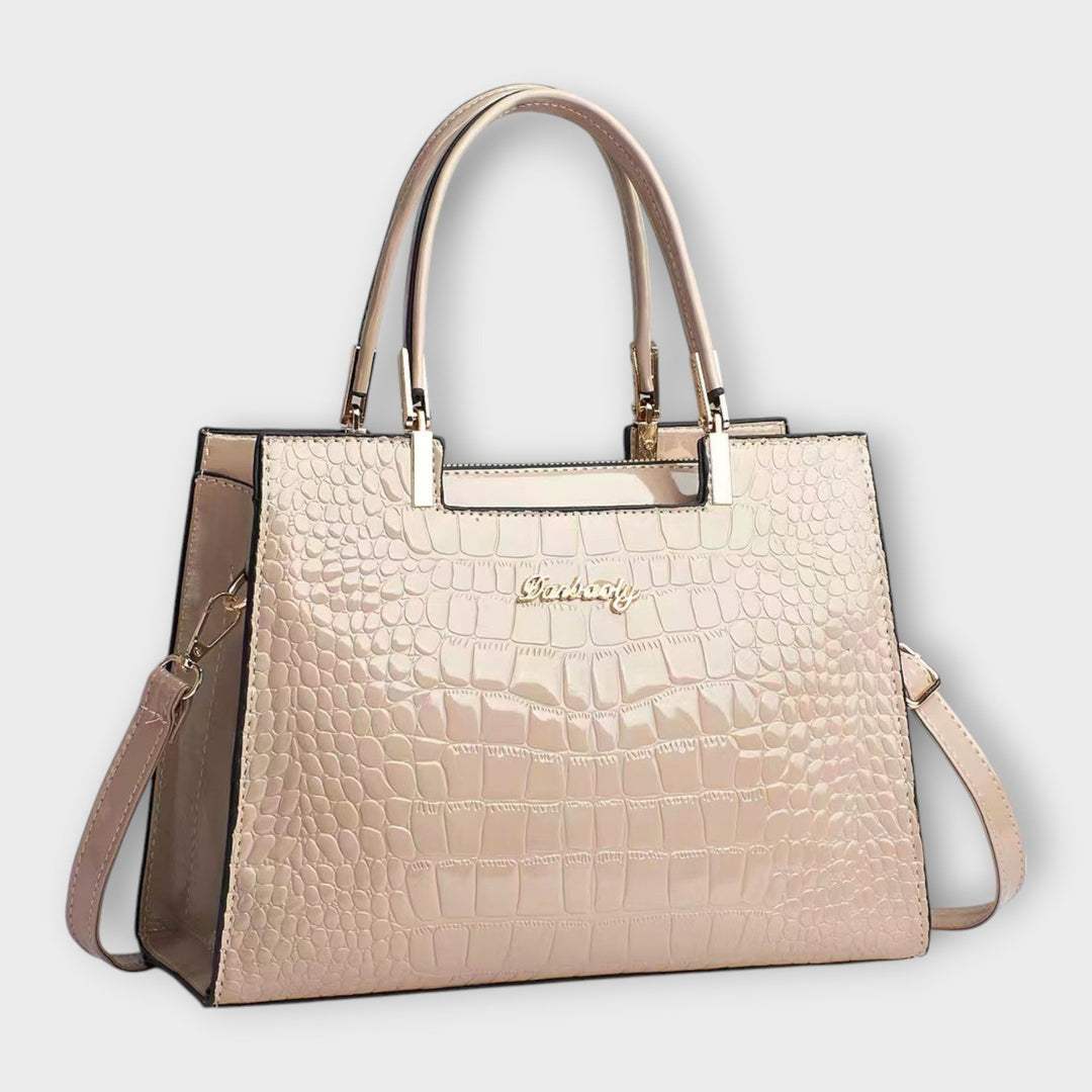 Olivia - Bolsa de Mão com Acabamento Brilhante em Crocodilo