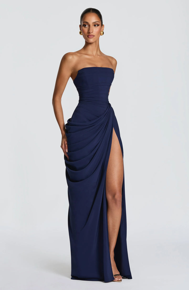 Adriana - Vestido Longo Drapeado com Fenda