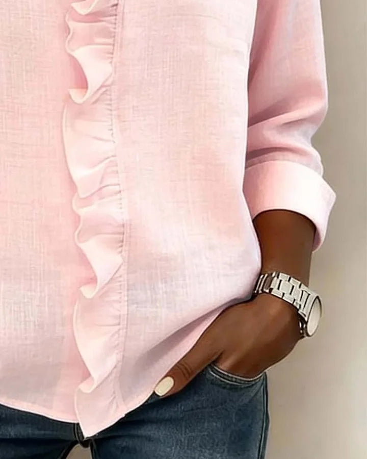 Indie | Blusa com Rendas, Decote em V e Mangas Longas