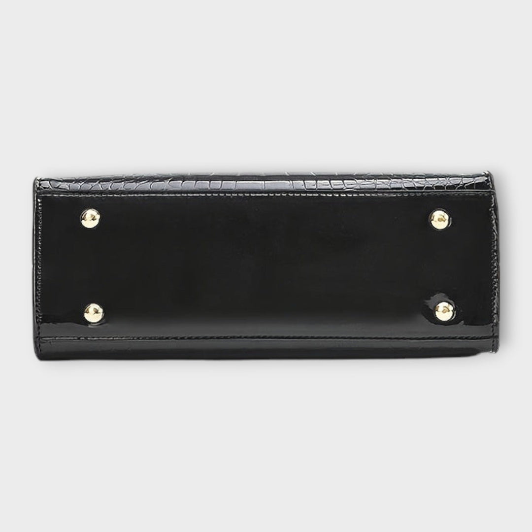 Olivia - Bolsa de Mão com Acabamento Brilhante em Crocodilo