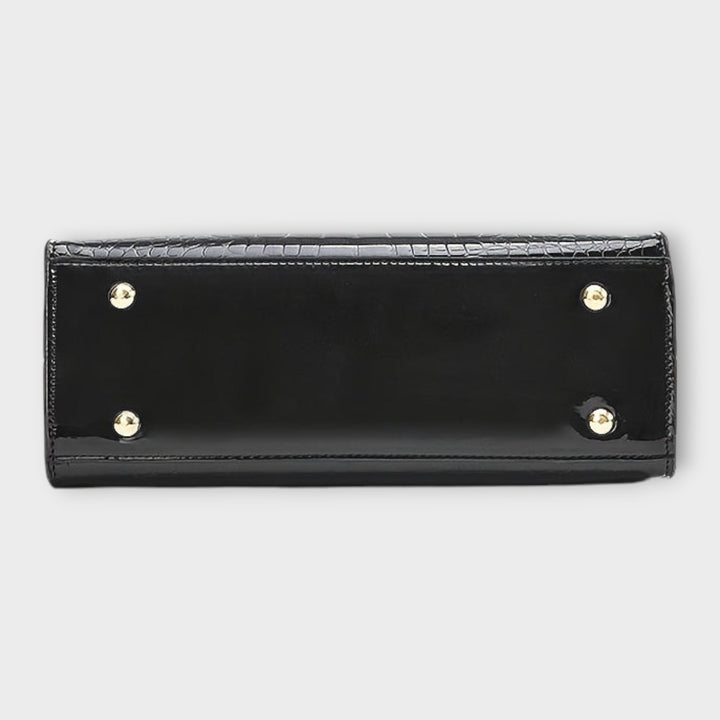 Olivia - Bolsa de Mão com Acabamento Brilhante em Crocodilo
