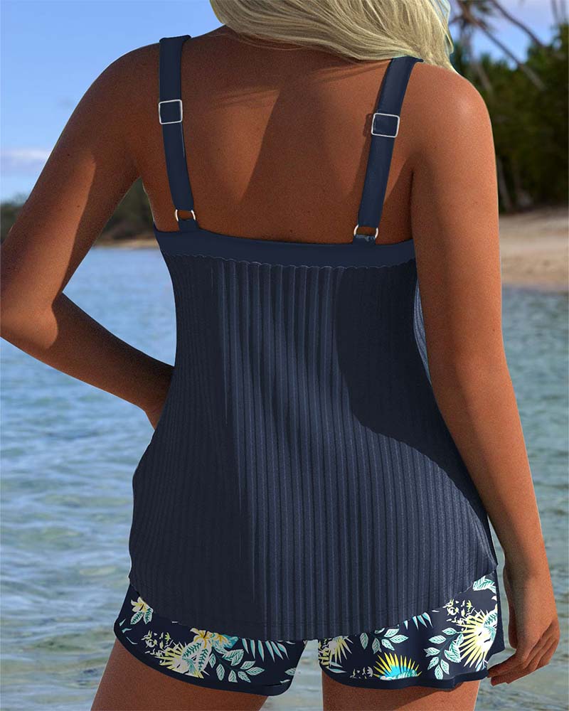 Laluna® | Tankini Listrado com Calções de Praia em Duas Peças