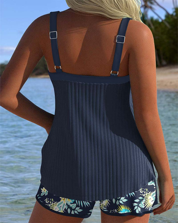 Laluna® | Tankini Listrado com Calções de Praia em Duas Peças