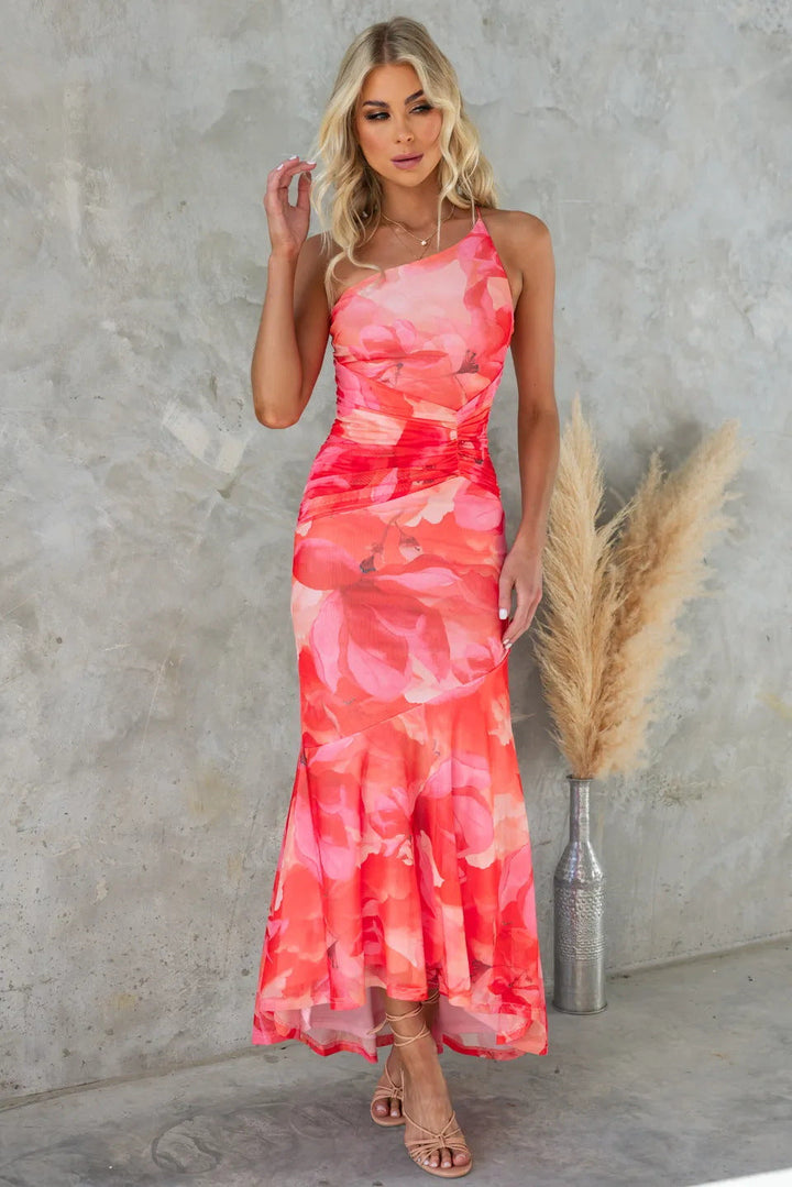 Vestido Plissado Layla de Um Ombro