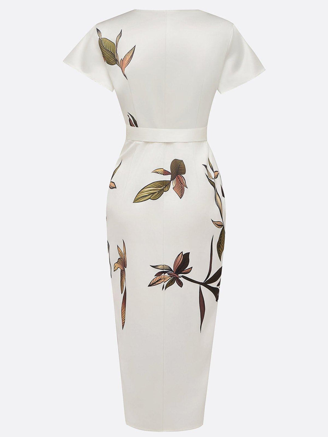 Judy | Vestido Midi Satin Branco de Manga Curta