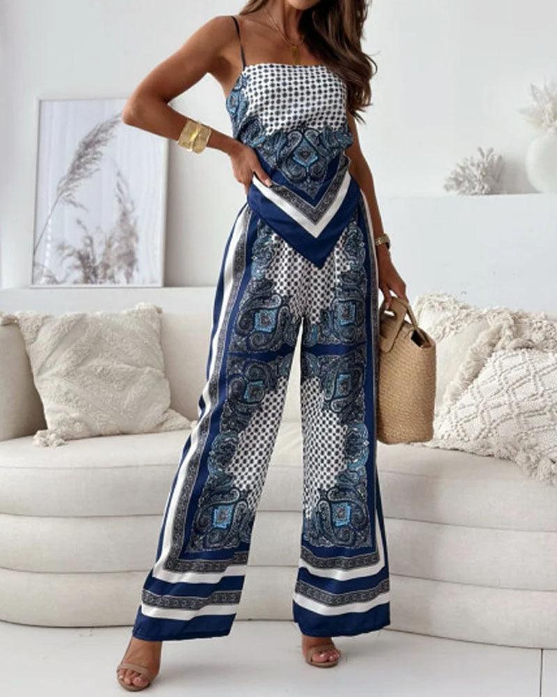 Helen | Conjunto de Top e Calças Estiloso Pronto para Férias