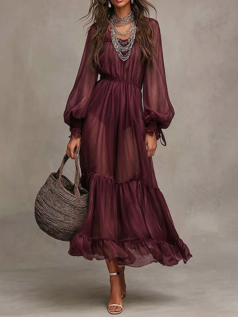 Gerda | Elegante vestido midi com decote em V