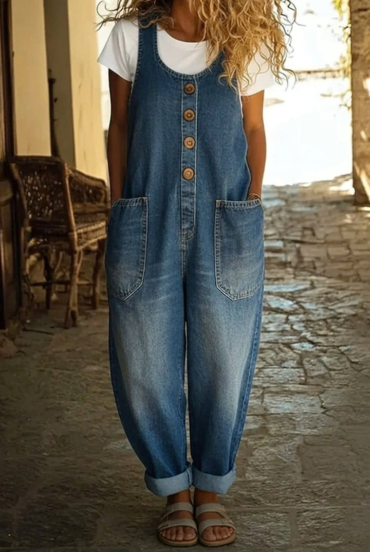 Saylor - Macacão de Denim em Algodão Vintage Lavado