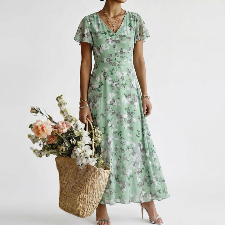 ISMERIA | VESTIDO MAXI DE CHIFFON FLORAL