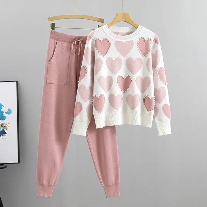 Salome – Conjunto de Dois Peças com Padrão de Coração Elegante