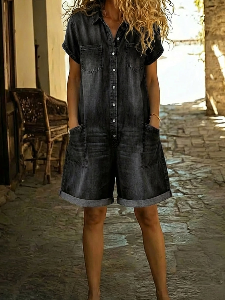 Lila - Macacão de Denim em Algodão Casual