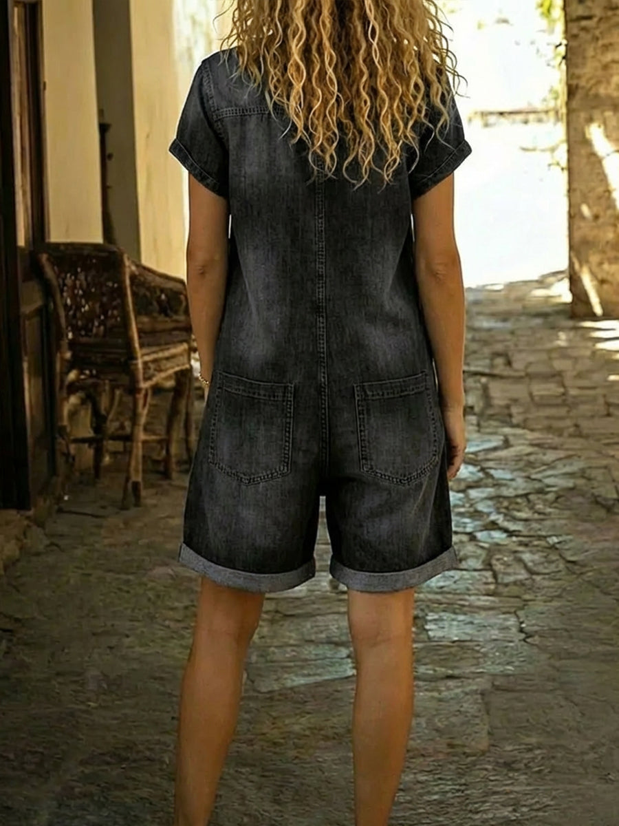 Lila - Macacão de Denim de Algodão Casual