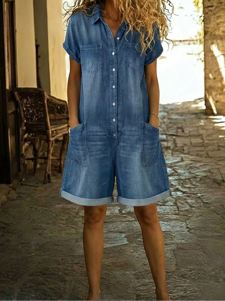 Lila - Macacão de Denim de Algodão Casual