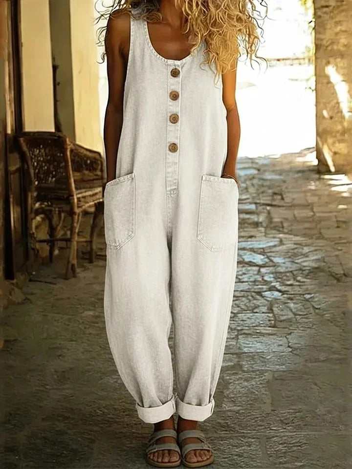Saylor - Macacão de Denim em Algodão Vintage Lavado